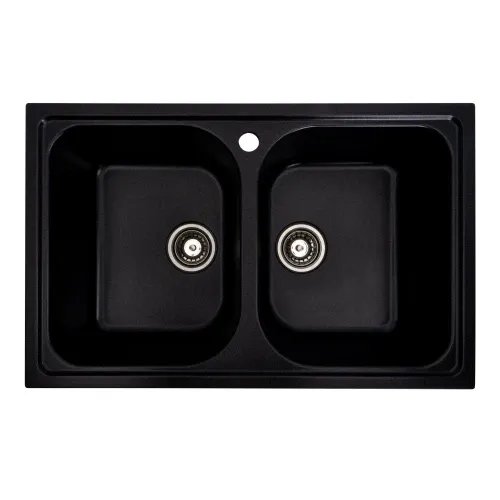Кухонная мойка Platinum 7950 Equatoria гранитная глянцевая с креплением, 79x50 см, Черный металлик (000035801)
