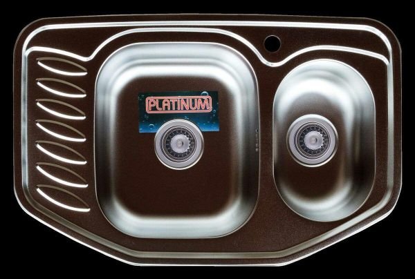 Кухонная мойка Platinum ДЕКОР 7851D из нержавеющей стали 0,8 мм, 78x51 см, Трапециевидная (SP000016246)