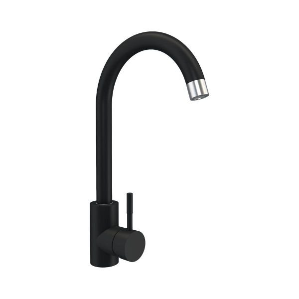 Смеситель кухонный Platinum NА3008A поворотный, однорычажный из нержавеющей стали, Черный матовый