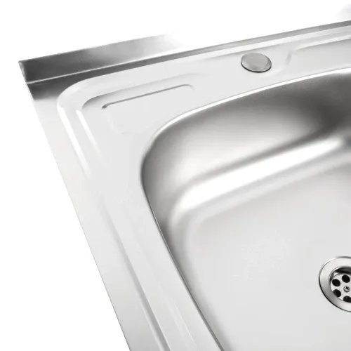 Кухонная мойка Рlatinum 8060 L из нержавеющей стали 0,5 мм, 80x60 см, Прямоугольная, Сатин (000000588)