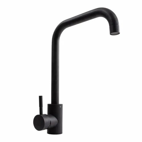 Смеситель кухонный Platinum NS02B (3008B) поворотный, однорычажный из нержавеющей стали, Карбон (000041059)