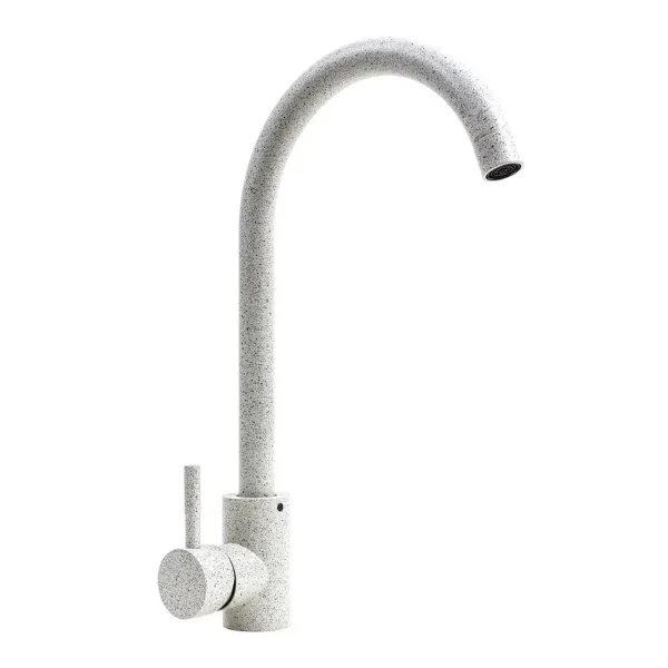 Смеситель кухонный Platinum 56 B NESP (3008 А) поворотный, однорычажный из нержавеющей стали, Белый в точку