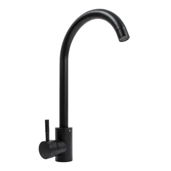 Смеситель кухонный Platinum 56 B NESP (3008 А) поворотный, однорычажный из нержавеющей стали, Темная скала