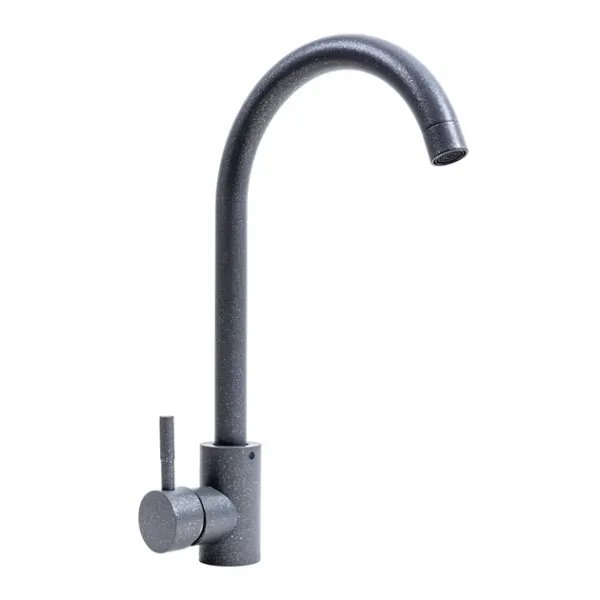 Смеситель кухонный Platinum 56 B NESP (3008 А) поворотный, однорычажный из нержавеющей стали, Серый металлик