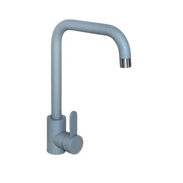 Смеситель кухонный Platinum KT 11 (3008B-FH) поворотный, однорычажный из нержавеющей стали, Серый