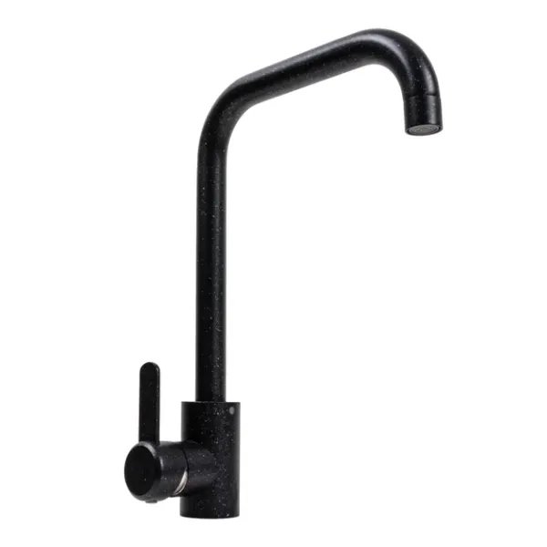 Смеситель кухонный Platinum KT 11 (3008B-FH) поворотный, однорычажный из нержавеющей стали, Черный металлик