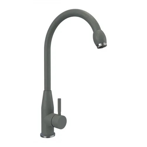 Смеситель кухонный Platinum 26 FHP (7456) поворотный, однорычажный из нержавеющей стали, Серый металлик