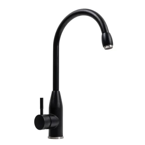 Смеситель кухонный Platinum 26 FHP (7456) поворотный, однорычажный из нержавеющей стали, Черный матовый