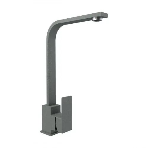 Смеситель кухонный Platinum 179 NES (3007) поворотный, однорычажный из нержавеющей стали, Серый металлик