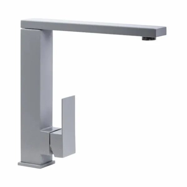 Смеситель кухонный Platinum 30 FHP (8569S) поворотный, однорычажный из нержавеющей стали, Серый металлик