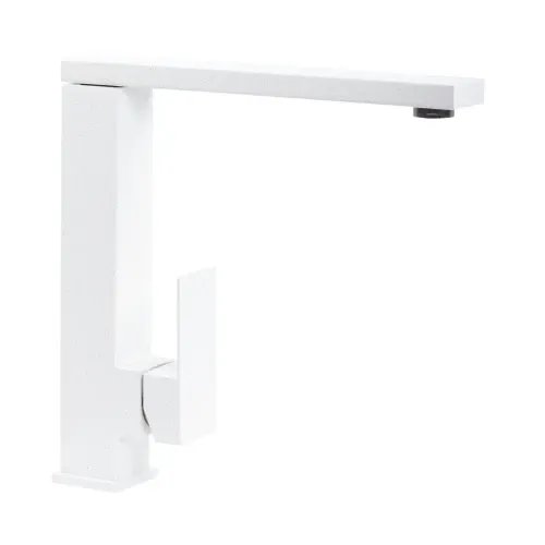 Смеситель кухонный Platinum 30 FHP (8569S) поворотный, однорычажный из нержавеющей стали, Белоснежный