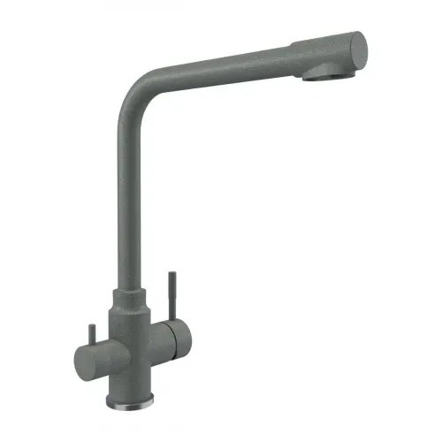 Смеситель под фильтр Platinum KT 8201 (8626) поворотный, двухрычажный из нержавеющей стали, Серый металлик
