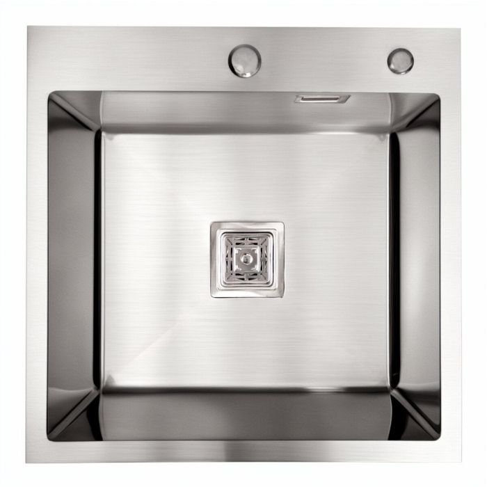 Кухонная мойка Platinum Handmade HSBB PVD из нержавеющей стали 3,0 мм, 50x50x22 см, Квадратная, Серая