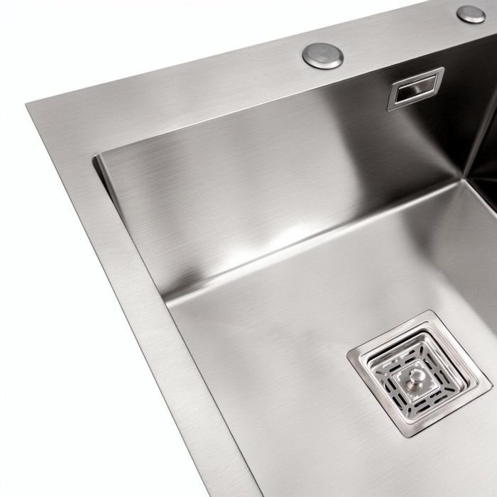 Кухонная мойка Platinum Handmade HSBB PVD из нержавеющей стали 3,0 мм, 50x50x22 см, Квадратная, Серая