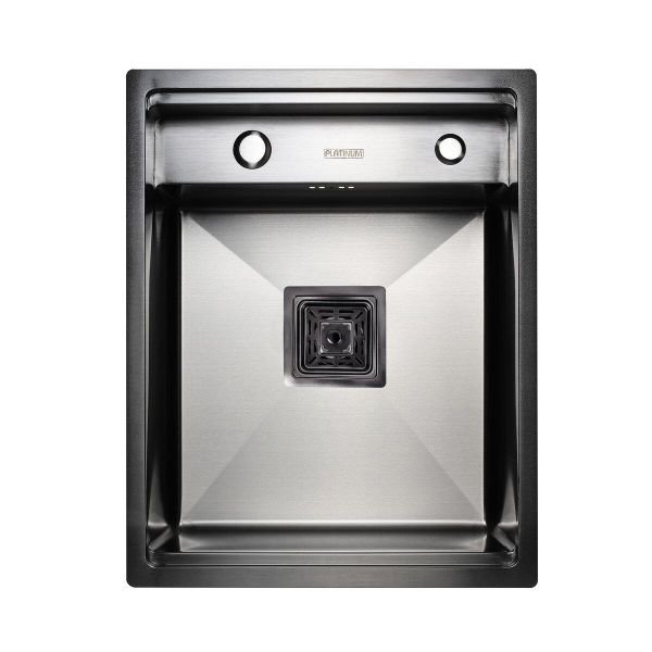 Кухонная мойка Platinum Handmade TZ PVD из нержавеющей стали, 40x50x20 см, одночашевая со смесителем, Черная