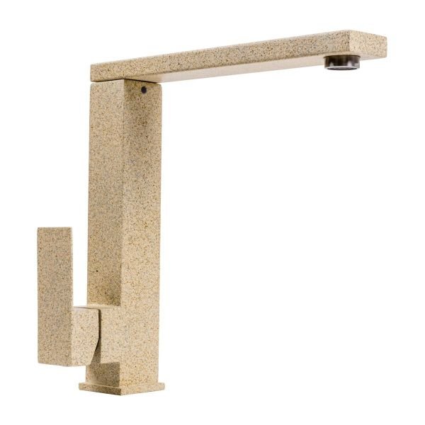 Смеситель кухонный Platinum 30 FHP (8569S) поворотный, однорычажный из нержавеющей стали, Бежевый