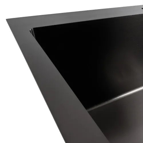 Кухонная мойка Platinum Handmade HSB из нержавеющей стали 1,2 мм, 70x50x23 см, Квадратный сифон, Черная