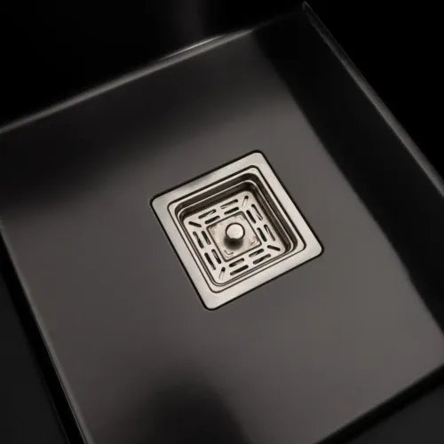 Кухонная мойка Platinum Handmade PVD L из нержавеющей стали 1.0 мм, 65x50x23 см, Квадратный сифон, Черная