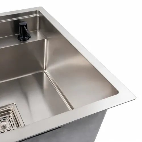 Кухонная мойка Platinum Handmade TZ из нержавеющей стали, 50x50x20 см, одночашевая со смесителем, Квадратная