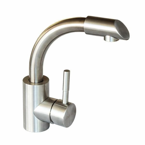 Смеситель кухонный Germece 8303 SK поворотный, однорычажный из нержавеющей стали, Серебристый (SP000013134)