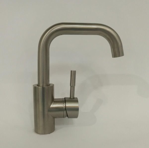 Смеситель кухонный Germece 8203 SK поворотный, однорычажный из нержавеющей стали, Серебристый (SP000013131)