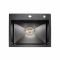 Кухонна мийка 50*45 PVD чорна Platinum Handmade (сифон круглий чорний, 3,0/0,8)