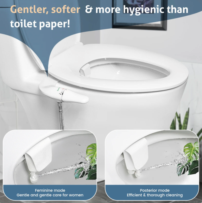 Портативное биде-накладка SAMODRA Washer тонкая под крышку, с боковым модулем, Белая (SMWDRW)