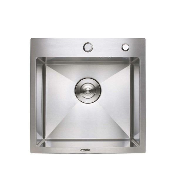 Кухонна мийка нержавійка 45*45 Platinum Handmade (сифон крулий 3,0/0,8)