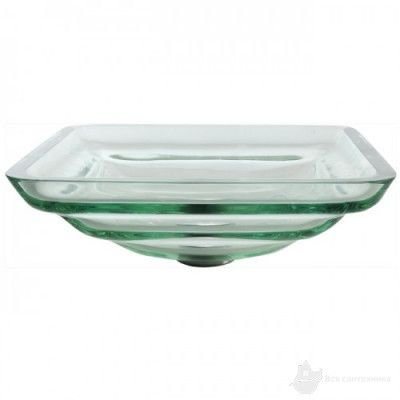 Стеклянная чаша, 457*457 мм, Высота 152 мм, Толщина стекла - 19 мм + Сливной клапан, цвет на выбор, GVS-930-19mm