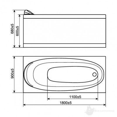 1801125P2 Country Панель боковая 90 см для ванны 180*90 см + крепление