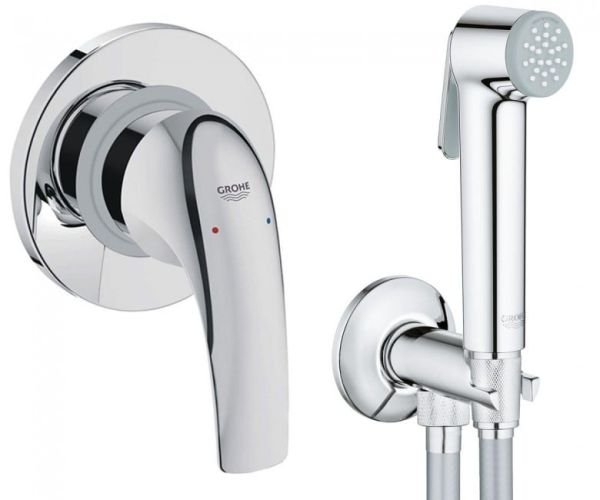 Гігієнічний набір GROHE BAU CURVE шланг - 1 м, Хром (UA12104400)